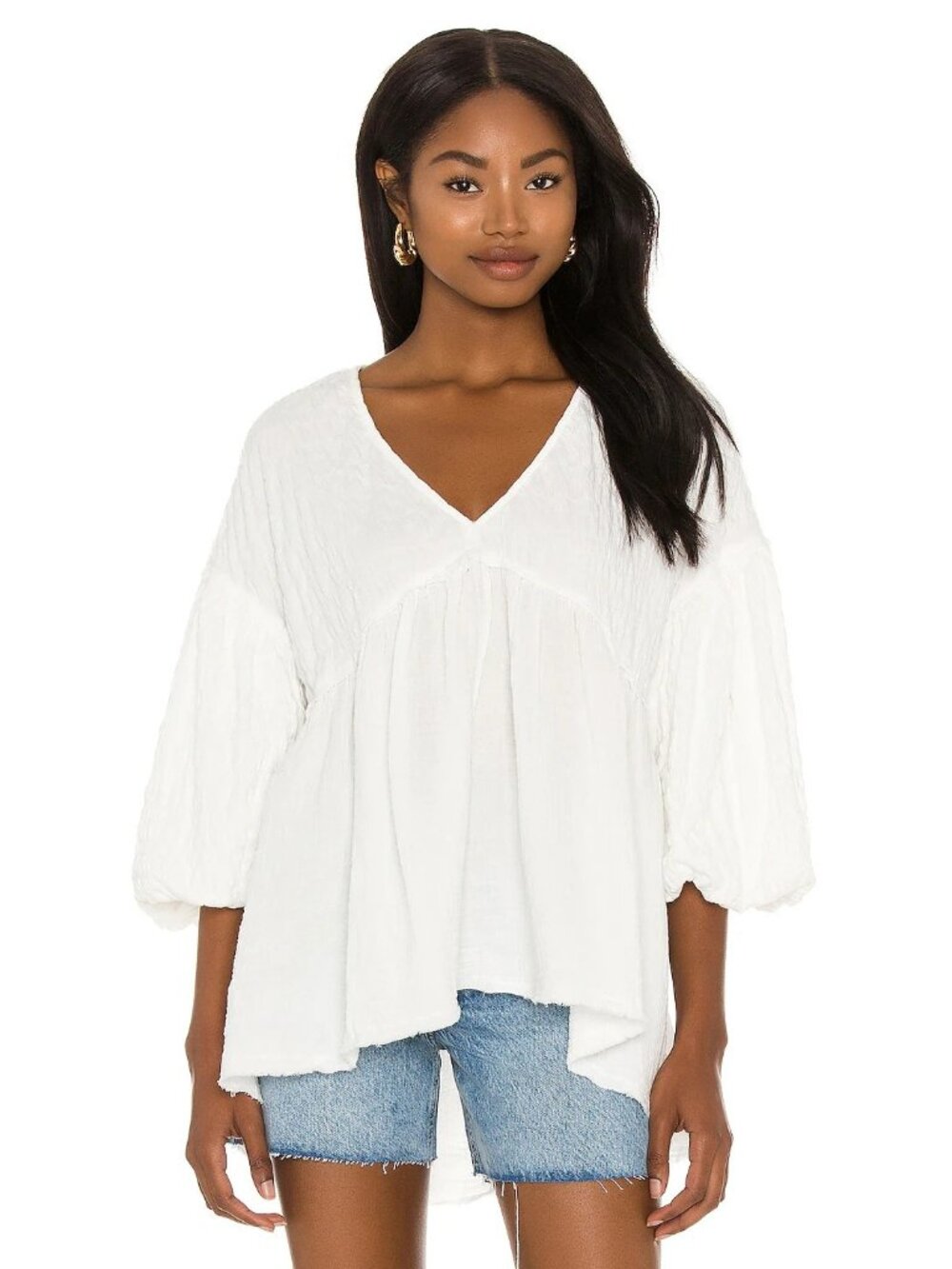 Free People Flower Power Top in White